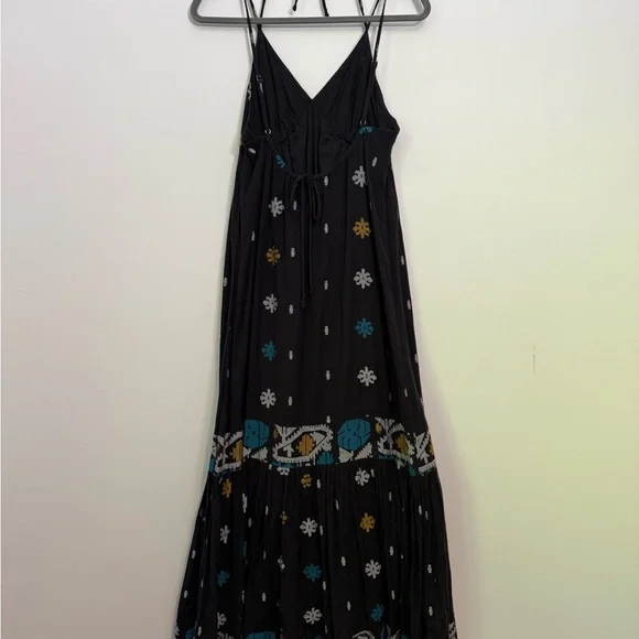 Free People Black and Blue Spaghetti Strap Maxi Dress - Picture 2 of 7